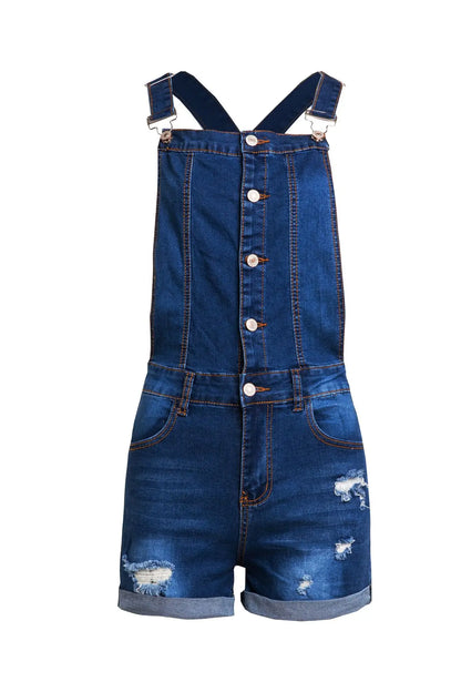 Women Summer Denim Bib Overalls Jeans Shorts Jumpsuits and Rompers Playsuit