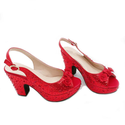 New Arrival Italian Women Shoes and Bag Set Decorated with Rhinestone In Party African Italian Shoes and Bag Set Party Shoes Bag