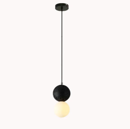 OUDELADI Cement Pendant Lights Bedroom Bedside Dining Decor Wood Glass ball Hanging Lamp Kitchen LED Lighting Luminaires