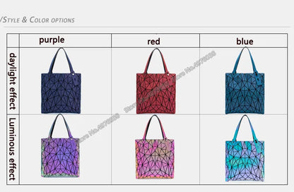 Luminous Bag Reflective Geometric Bags for Women 2024 Quilted Shoulder Bags Totes Female Handbags Bolsa Feminina Sac À Main