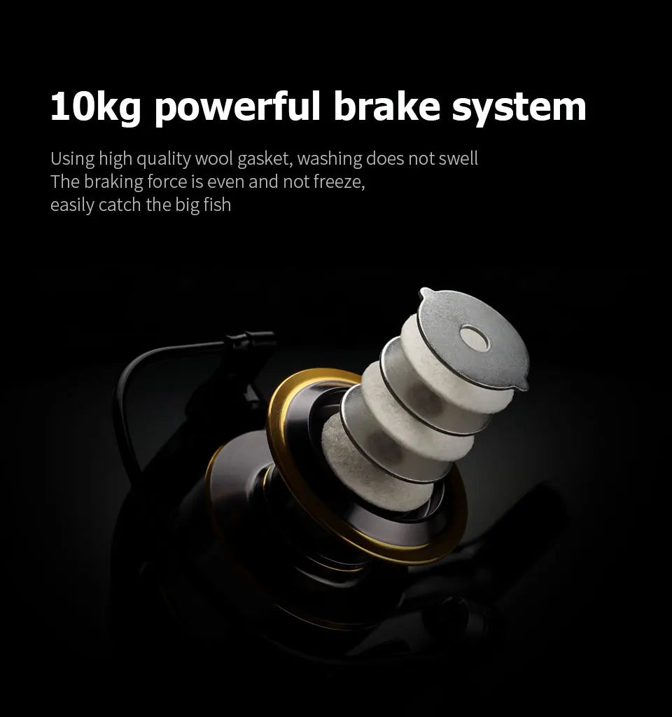 LINNHUE 2020 New Fishing Reel HE1000-7000 Max Drag 10kg Reel Fishing 5.2:1 High Speed Metal Spool Spinning Reel Saltwater Reel