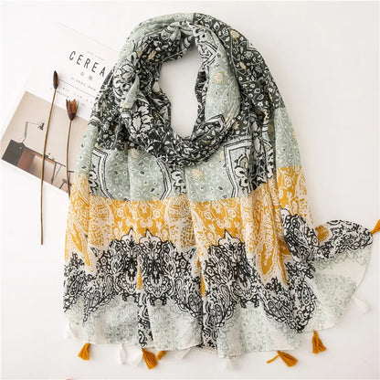 2020 New Fashion Print Summer Women cotton Scarf Polka Dot Beach Hijab Shawls and Wraps Female Foulard Echarpe Designer Bandana
