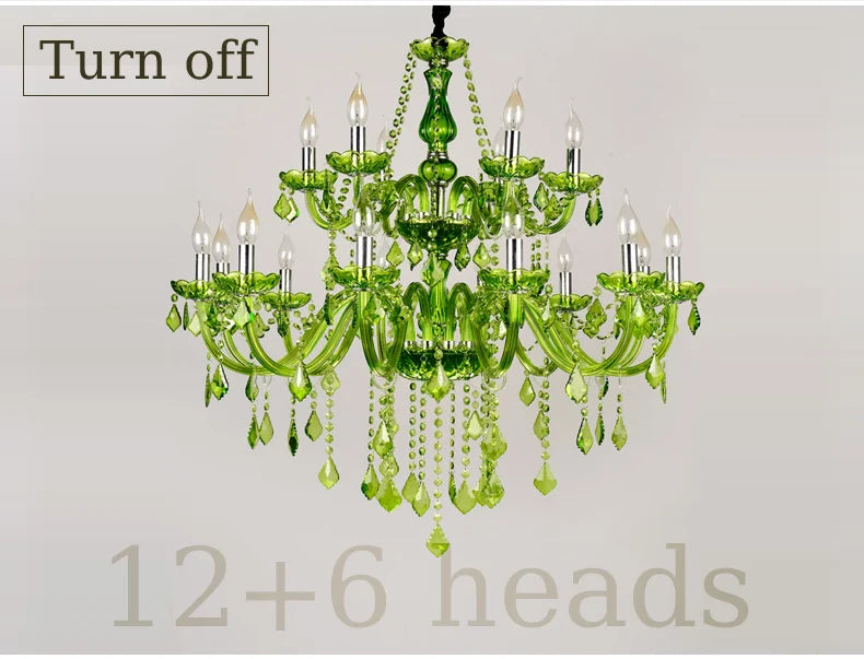 Luxury Green Crystal Chandelier Wedding Parlor Bedroom Villa Hanging Lamp Hotel Restaurant Cafe Bar E14 Candle Pendant Lights