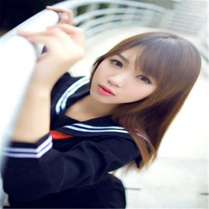 Japanese sailor suit Anime costume Girls High school student uniform ,Long-sleeve JK uniform sexy clothing navy color