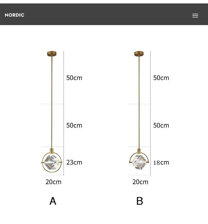 Crystal Led Pendant Lights Kitchen Fixture Suspension Bedside Hanging Lamp Nordic Loft Living Room Dining Room Indoor Home Decor