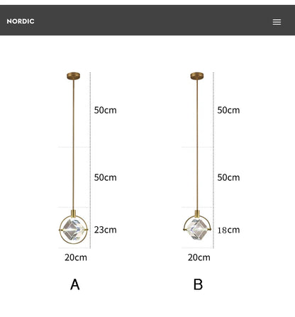 Crystal Led Pendant Lights Kitchen Fixture Suspension Bedside Hanging Lamp Nordic Loft Living Room Dining Room Indoor Home Decor