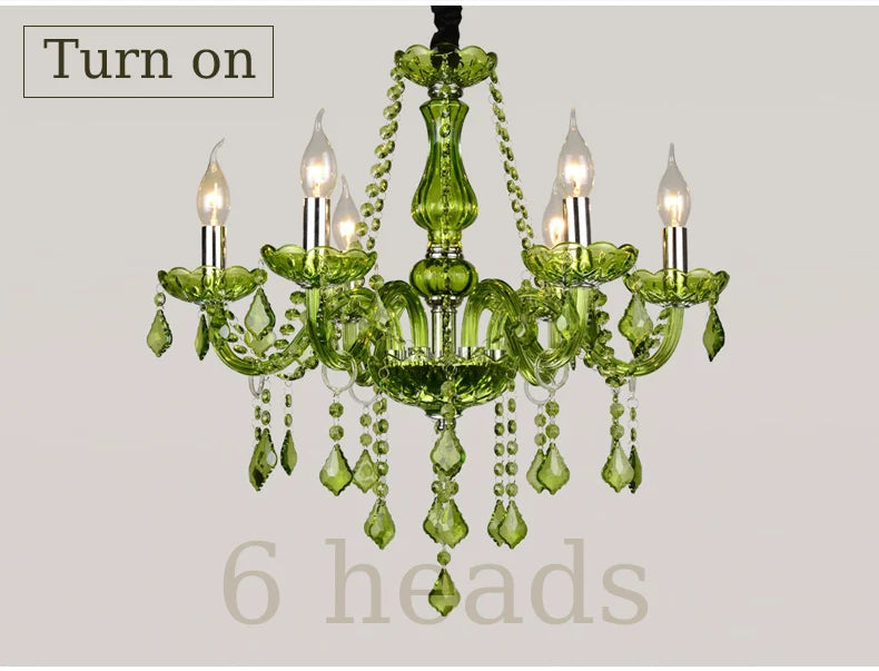 Luxury Green Crystal Chandelier Wedding Parlor Bedroom Villa Hanging Lamp Hotel Restaurant Cafe Bar E14 Candle Pendant Lights