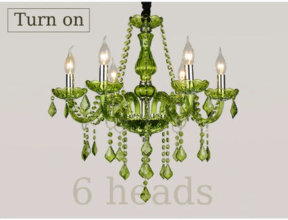 Luxury Green Crystal Chandelier Wedding Parlor Bedroom Villa Hanging Lamp Hotel Restaurant Cafe Bar E14 Candle Pendant Lights
