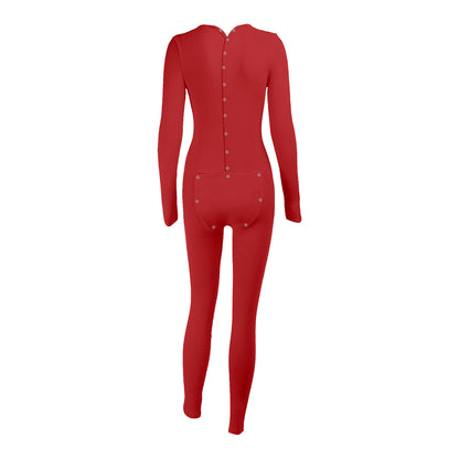 Sexy Pyjama Women's Jumpsuit Suit Button-down Front Back Butt Open Ass Flap Jumpsuit Pajamas Loungewear Buttoned Sleepwear