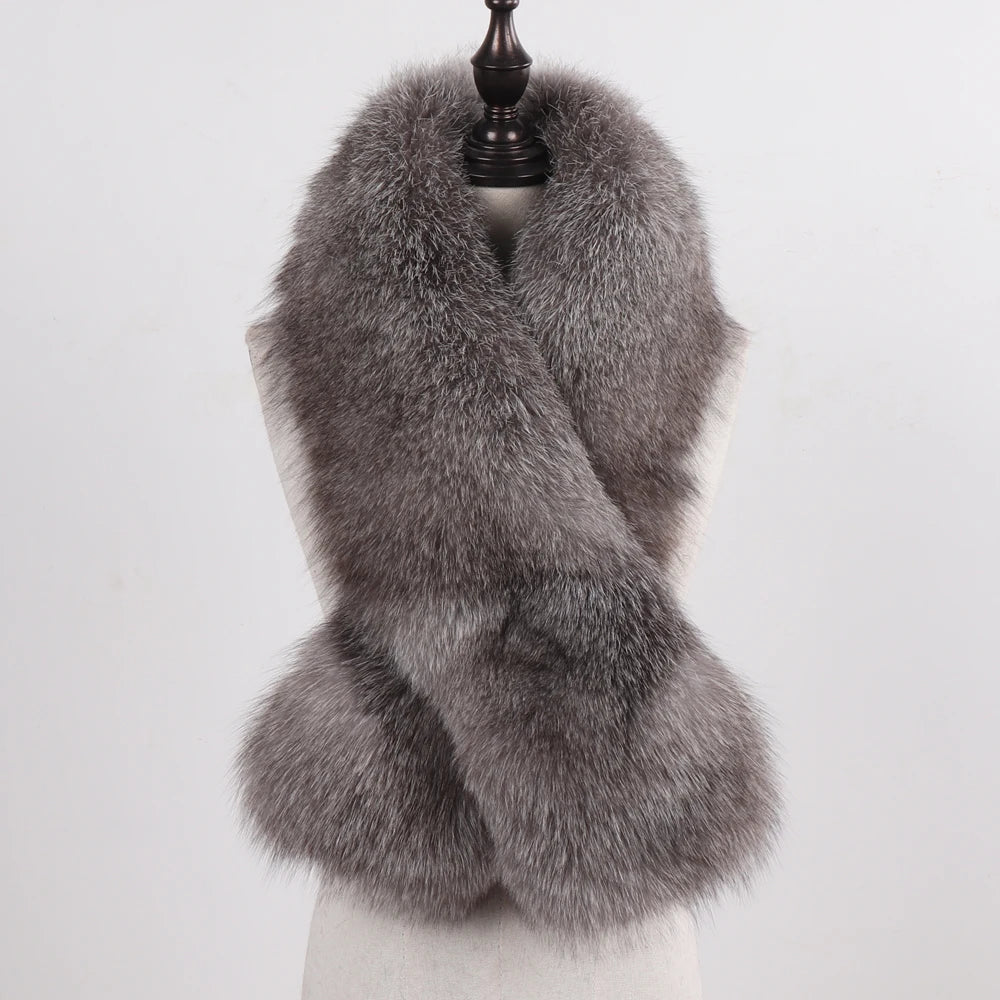 New Winter Lady Natural Luxury Real Fox Fur Scarf Shawl Full Pelt Warm Soft 100% Genuine Fox Fur Scarves Women Real Fur Muffler