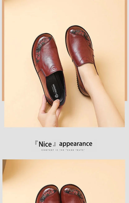 Genuine Leather Ballet Flats Shoes Women Vintage Luxury High Quality Loafers Women's Moccasins Casual Elegant Ladies Wide Shoes