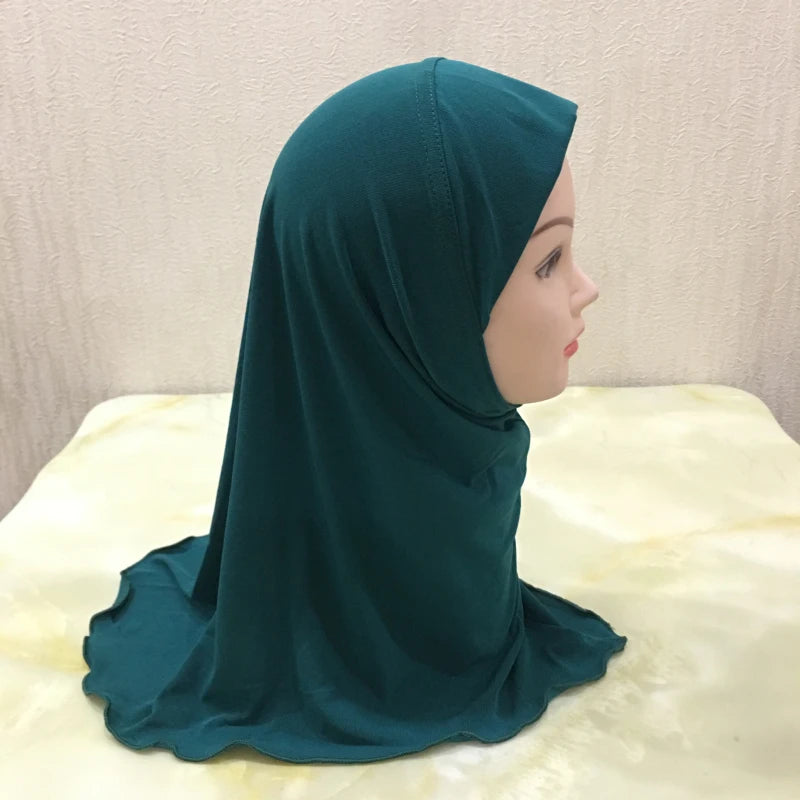 H061 Beautiful plain small girl hijab simple cute hijab hats women's caps can fit 2-6 years old girls