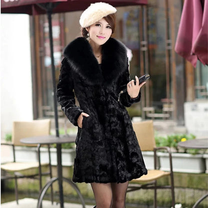 Genuine real natural mink fur coat with fox fur collar women's fashion  warm winter waistcoats custom any size Free shipping