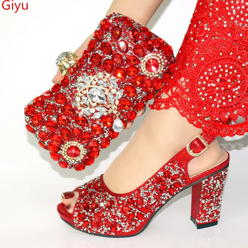 Doershow Women Shoes and Bags To Match Set Italy Party Pumps Italian Matching Shoe and Bag Set for Party shoes! 1-2