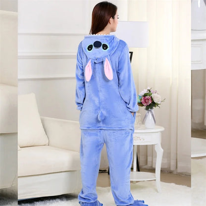 Anime Kigurumis Onesies With Slippers Overalls Adult Women Men Blue Animal Pajama Button Zipper Jumpsuit Funny Outfit XXL Suit