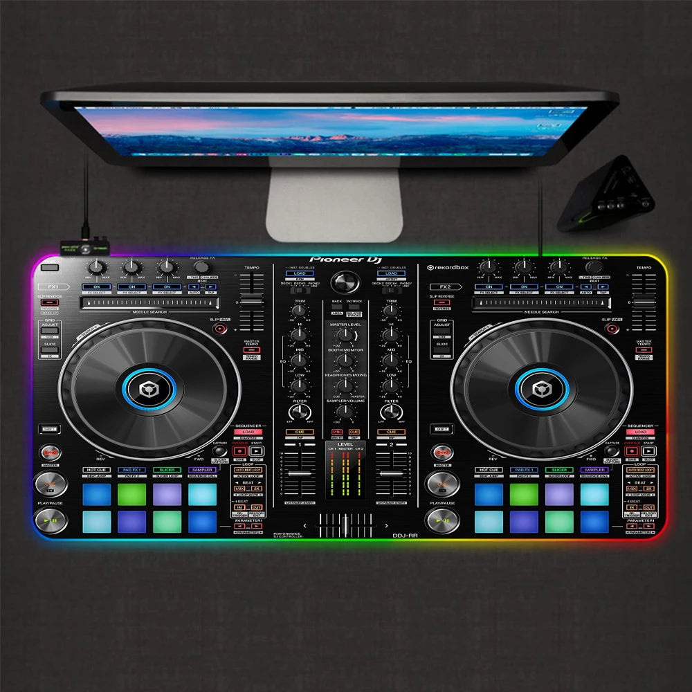 Mairuige Printing DJ Mixer Game RGB Big Mouse Pad Player Big Mouse Pad Computer Mouse Pad LED Backlit Keyboard Desktop Pad Desk