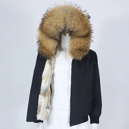 OFTBUY Waterproof Men Bomber Parka Winter Jacket Natural Real Raccoon Fox Fur Coat Collar Hooded Rabbit Liner Streetwear