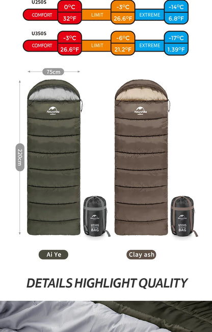 Naturehike Sleeping Bag Ultralight Winter Sleeping Bag Lightweight Waterproof Sleeping Bag Outdoor Camping Sleeping Bag