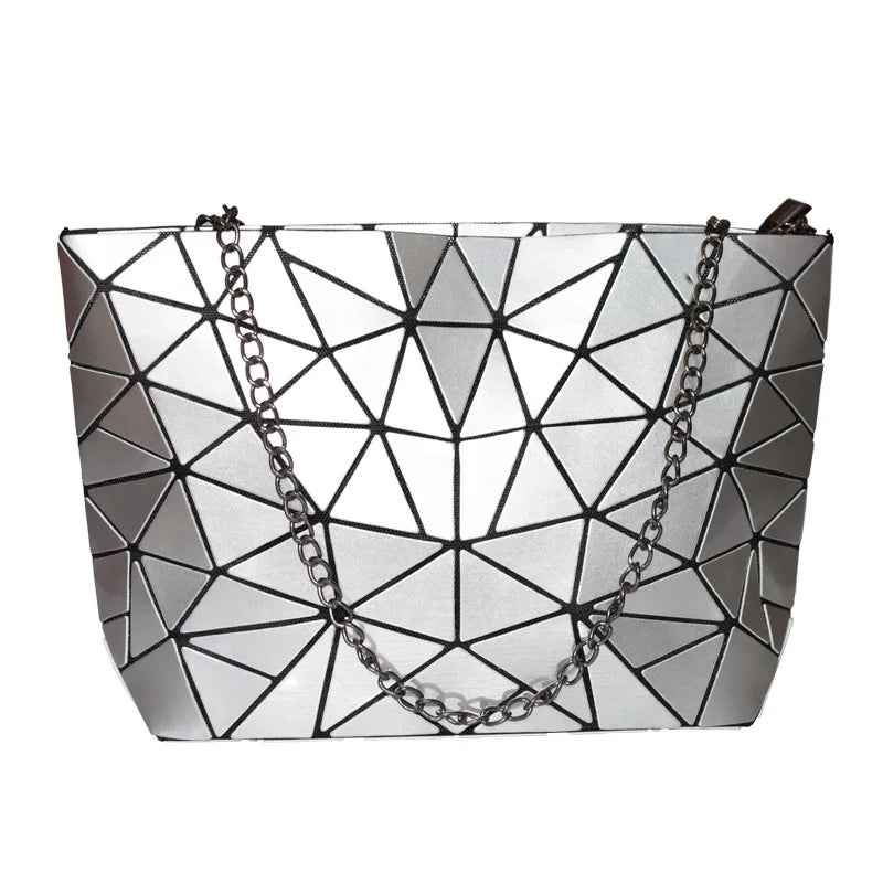 New Silver Handbags Bags For Women 2026 Summer Large Tote Bag Ladies Geometric Messenger Shoulder Bag Beach Luxury Designer