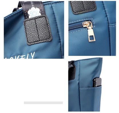 2024 New Arrivals Embroidery Women Handbag Nylon Waterproof Casual Tote Shopping Bag Large Capacity Female Shoulder Bags