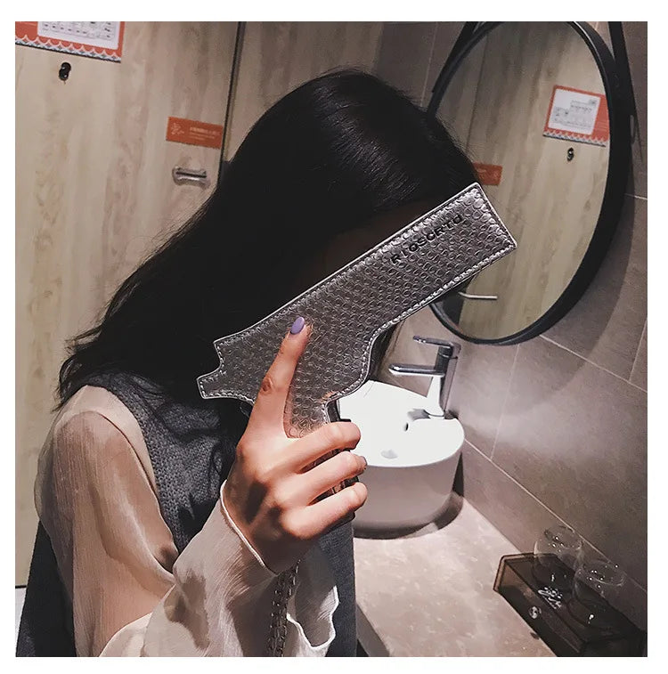 YoReAi New 3D Gun Shaped Chains Women Shoulder Bags Luxury Leather Crossbody Bag Lady High Quality Small Purses Clutch for Girls
