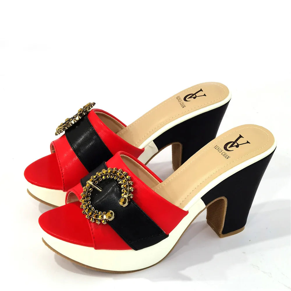 2023 Fashion Women Summer Autumn Skid-proof Square Toe Shoes  Heels Italian Woman Wedding for Party Shoes