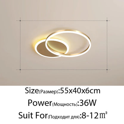 Modern Round Design Ceiling Lights For Living Room Bedroom Gold White Coffee Painted  Circle Rings Lighting Fixtures Luminaire