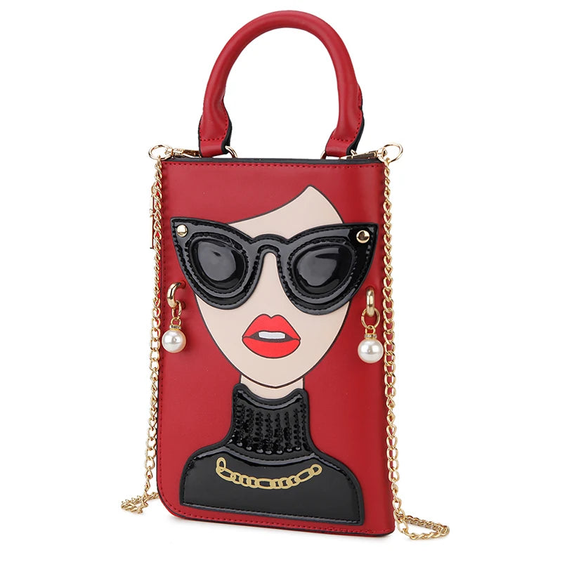 Sexy Lady Face Purses and Handbags for Women Fashion Designer Chain Shoulder Bag Party Clutch Funky Female Crossbody Bags 2022