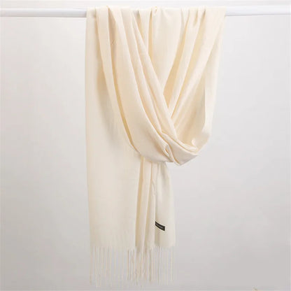 Fashion Solid Color 2023 Women Scarf Winter Hijabs Tessale Tassels Long Lady Shawls Cashmere Like Pashmina Hijabs Scarves Wraps