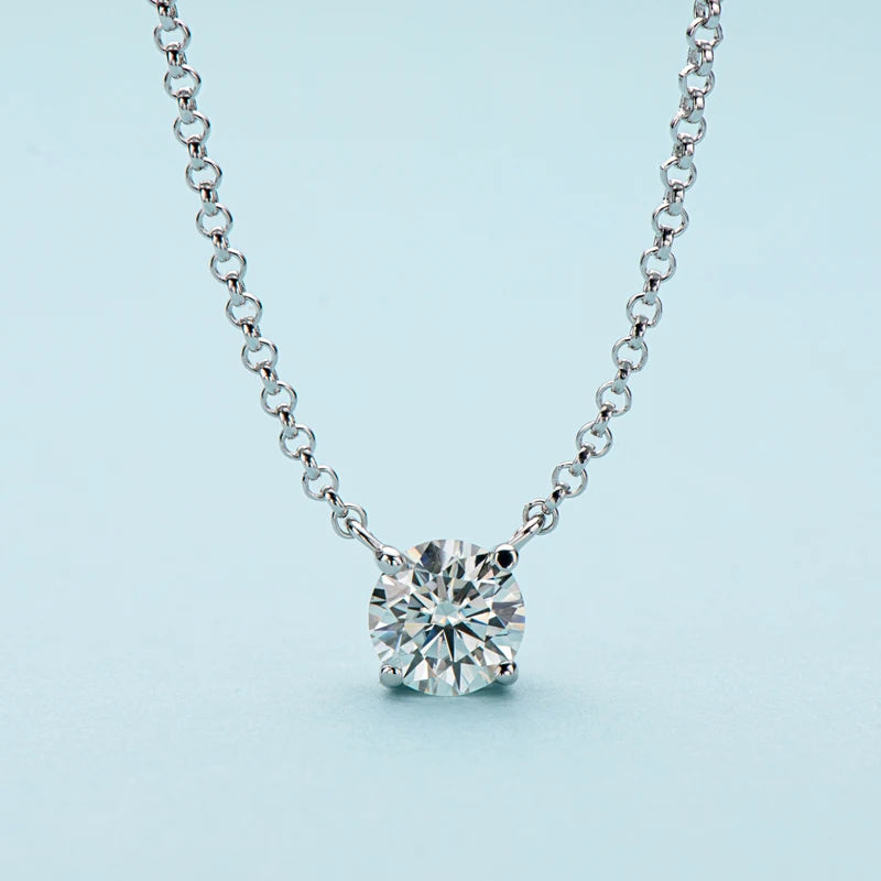 IOGOU 1 Carat D Color Moissanite Diamond Pendant Necklace 925 Sterling Silver High Carbon Simulated Diamond Engagement Necklace