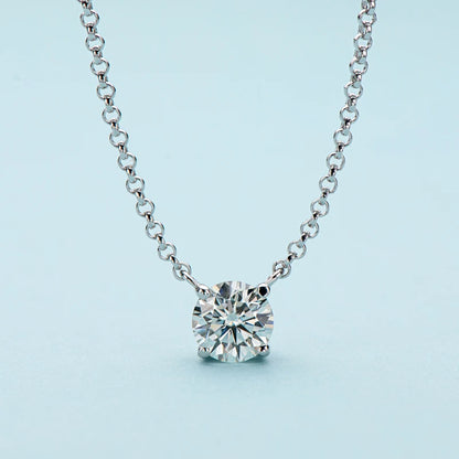 IOGOU 1 Carat D Color Moissanite Diamond Pendant Necklace 925 Sterling Silver High Carbon Simulated Diamond Engagement Necklace