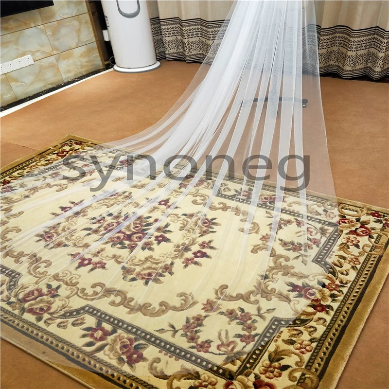 Physical picture Elegant Wedding Veil 3 Meters Long Soft Bridal Veils With Comb White 1 layers Ivory  Color Bride