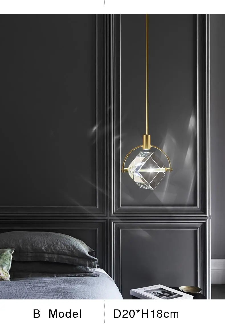 Crystal Led Pendant Lights Kitchen Fixture Suspension Bedside Hanging Lamp Nordic Loft Living Room Dining Room Indoor Home Decor