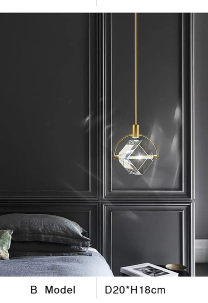 Crystal Led Pendant Lights Kitchen Fixture Suspension Bedside Hanging Lamp Nordic Loft Living Room Dining Room Indoor Home Decor