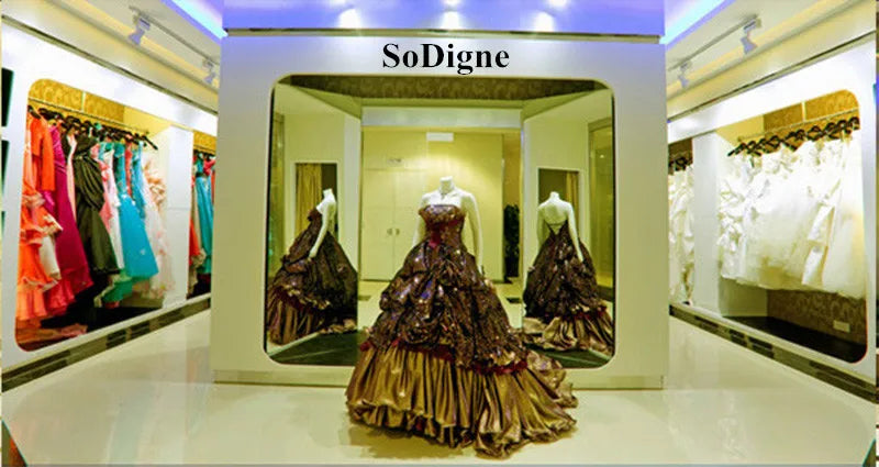 SoDigne Elegant Satin Evening Dresses Strapless Side Slit A-Line Party Dress Formal Occasion Prom Gowns Customized