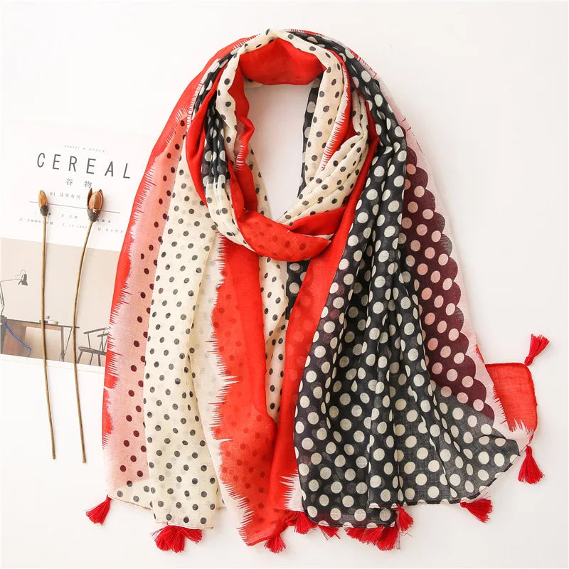 2020 New Fashion Print Summer Women cotton Scarf Polka Dot Beach Hijab Shawls and Wraps Female Foulard Echarpe Designer Bandana