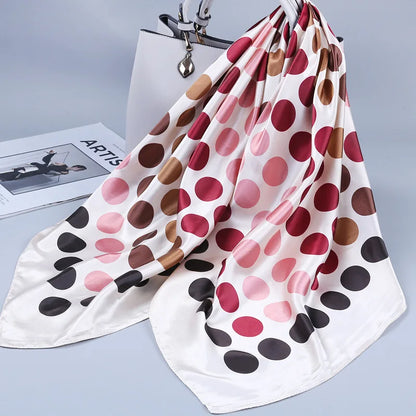 Wholesale Fashion Floral Print Kerchief Silk Satin Shawls and Wraps Hijab Scarfs Female 90cm*90cm Square Bag Scarves For Ladies