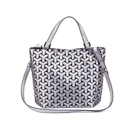 Ladies Luminous Bag Geometric Bags for Women 2024 Quilted Shoulder Bags Laser Plain Folding Female Handbags Bolsa Feminina