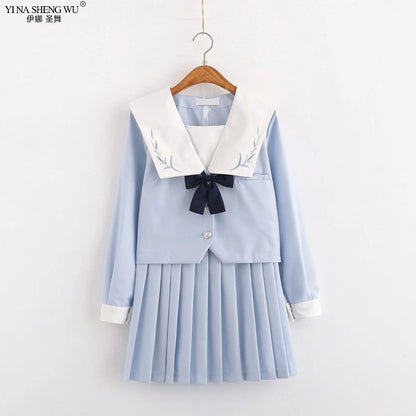 Japanese School JK Uniform Long Short Sleeve Shirt Pleated Skirt Suits Teenage Girls Cheerleading Chorus Party Sailor Uniforms