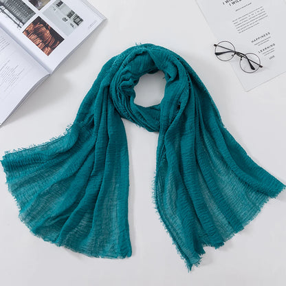 2026 Muslim Fashion Women Crinkle Hijab Scarf Soft Solid Head Scarves Turban Shawls and Wraps Hijab femme musulman kopftuch