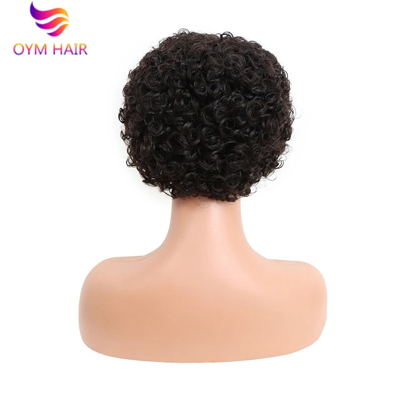 13x4 Lace Frontal Wigs Human Hair Pixie Cut 180% Density Black Color Water Wave Short Pixie Cut Wigs for Women Preplucked