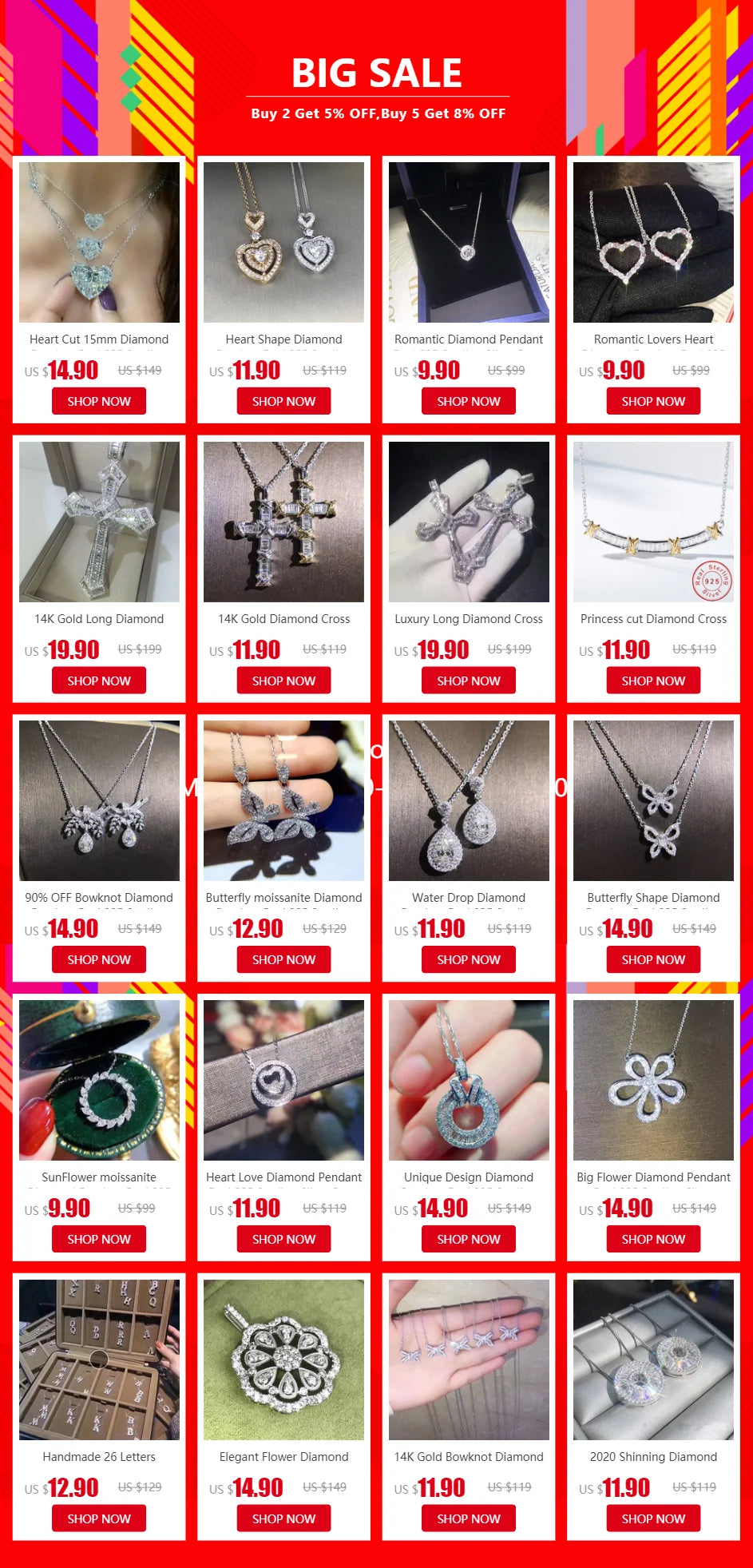 Handmade 3/4/5/6mm Lab Diamond Necklace 14K White Gold Party Wedding Necklaces For Women Bridal Tennis Chocker Jewelry Gift
