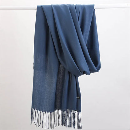 Fashion Solid Color 2023 Women Scarf Winter Hijabs Tessale Tassels Long Lady Shawls Cashmere Like Pashmina Hijabs Scarves Wraps