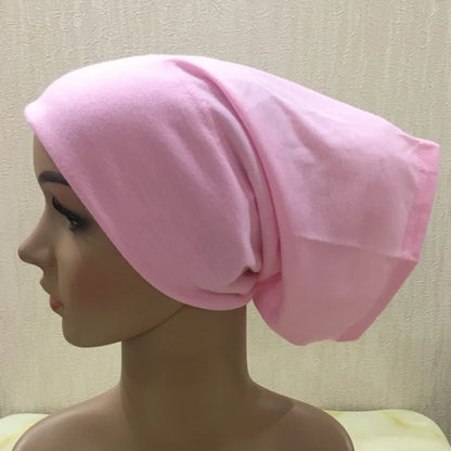 H065 plain tube hats Muslim Turban Pure Color Stretch Inner Hijabs For Caps Ready To Wear Women Head Scarf Under Hijab Bonnet