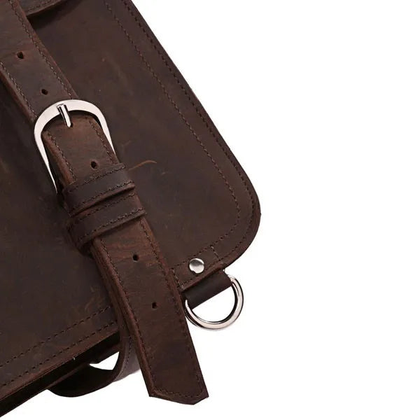 Vintage Crazy Horse Genuine Leather Men Briefcase Business Bag Large Leather Briefcase Male 15.6"Laptop Case Shoulder Bag office