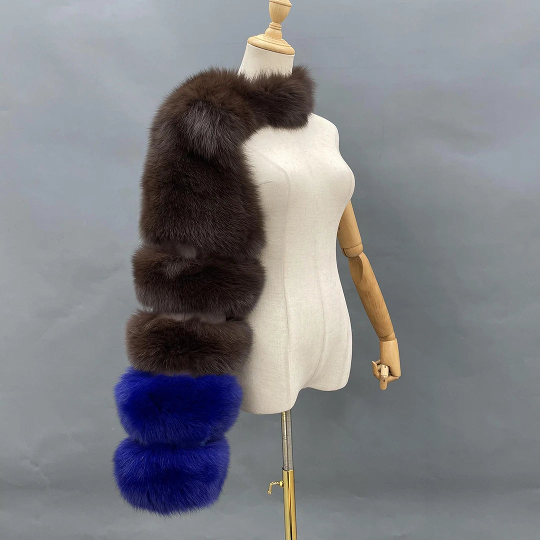 Fur Sleeve Women Fashion Luxury Real Fox Fur Coat Single Sleeve New Arrival