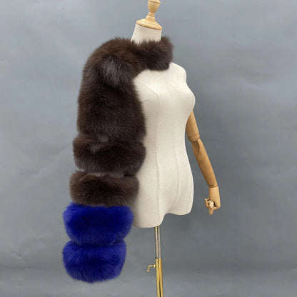 Fur Sleeve Women Fashion Luxury Real Fox Fur Coat Single Sleeve New Arrival
