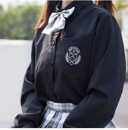 Japanese Harajuku Three piece set Plaid Mini Women Skirt School Uniforms Skirt A-line Sweet High Waist Women kawaii Suits & Sets