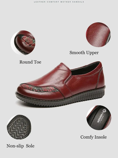 Genuine Leather Ballet Flats Shoes Women Vintage Luxury High Quality Loafers Women's Moccasins Casual Elegant Ladies Wide Shoes