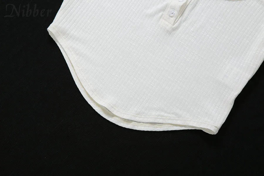 Nibber harajuku simple white slim fit soft woman tshirt croptop summer casual Basic streetwear female pure square collar tee top